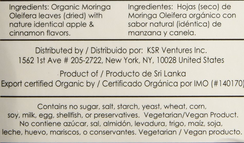 Miracle Tree - Organic Moringa Superfood Tea, 25 Individually Sealed Tea Bags, Mango N22