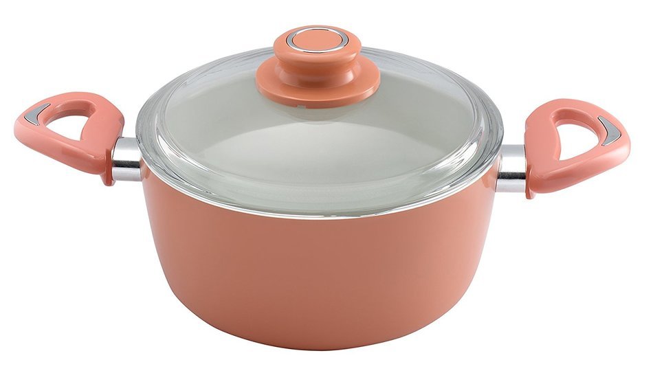 Essenso Ecotouch Lazio Enamel-Coated Dutch Oven with Nonstick Ceramic Interior, PTFE / PFOA Free, 4 Quart, Orange