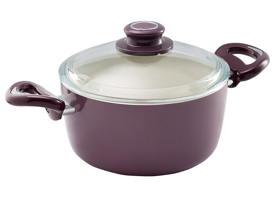 Essenso Ecotouch Lazio Enamel-Coated Dutch Oven with Nonstick Ceramic Interior, PTFE / PFOA Free, 4 Quart, Orange N2