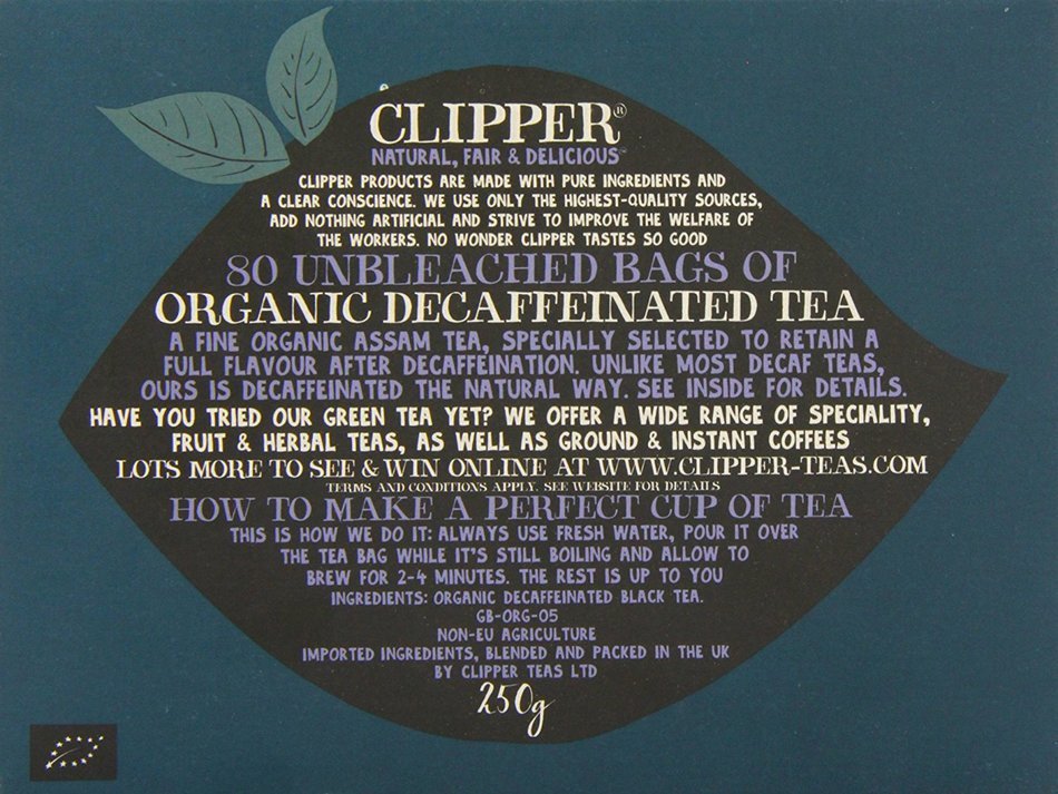 Clipper Organic Decaf Everyday 250 g (Pack of 1, Total 80 Teabags) N2