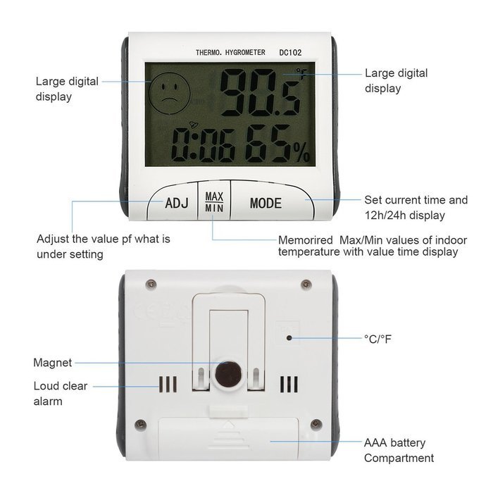 eBerry&reg; Digital Indoor Outdoor Thermometer Humidity Meters Hygrometer,Monitor Home:Temperature, Humidity with... N2