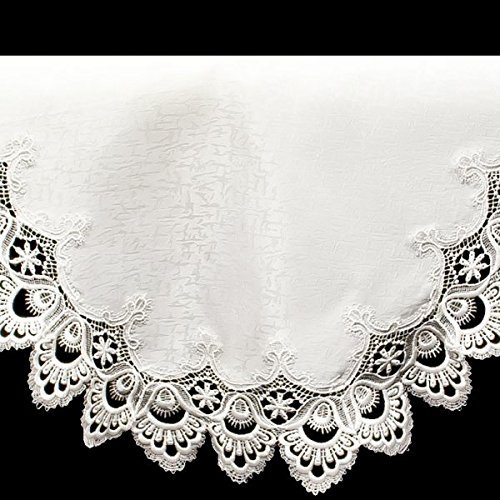 19" X 90" Wide Fireplace Mantel Scarf with White Peacock Lace on White N2