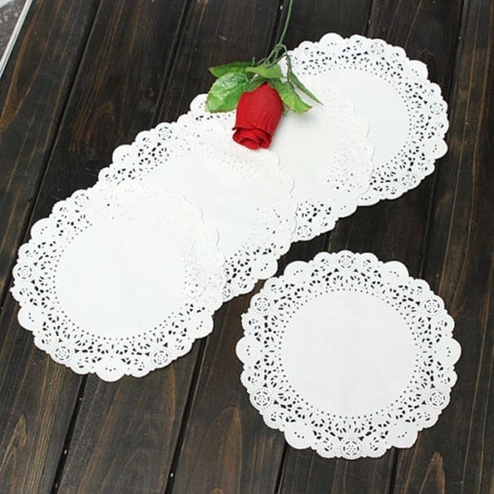 Bakeware 100Pcs 7.5 Inch Round Paper Lace Cake Dessert Doilies Placemat