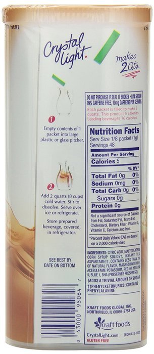 Crystal Light Green Tea Peach Mango Drink Mix (Makes 10-Quarts), 1.85 Ounce Canisters (Pack of 12) N92