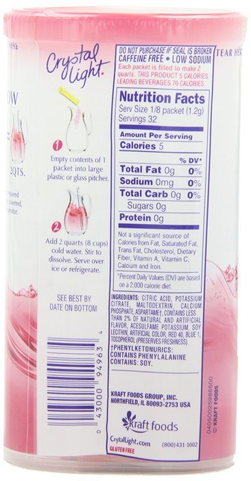 Crystal Light Green Tea Peach Mango Drink Mix (Makes 10-Quarts), 1.85 Ounce Canisters (Pack of 12) N97