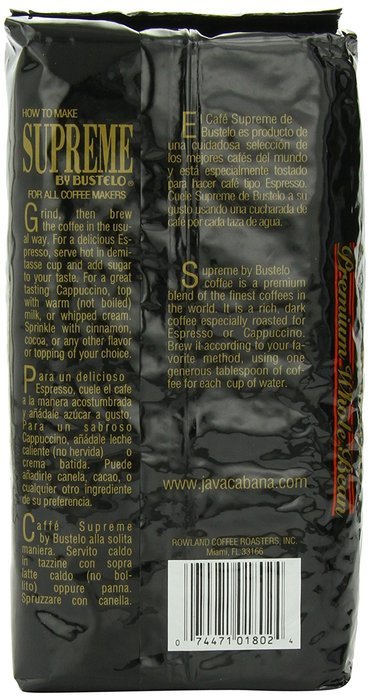Supreme By Bustelo Whole Bean Espresso Style Coffee, 16 Ounce (Pack of 8) N3
