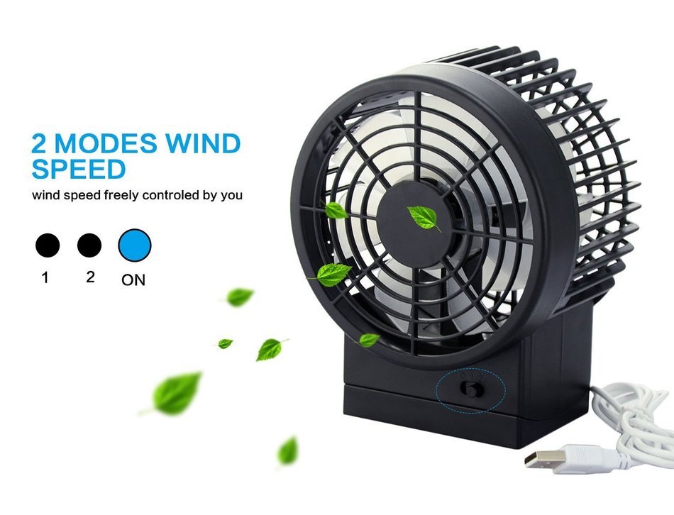 Topwell 4.7-inch USB Table Fan Desktop Fan 2-modes Double-blade USB Powered Portable Cooling Fan for PC Laptop... N2