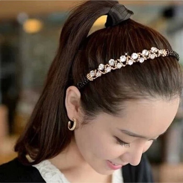 Spritech(TM) Women's Sliver Bling Pure White Pearl Design with Rhinestone Hairband Headband Diamante Hairhoop...