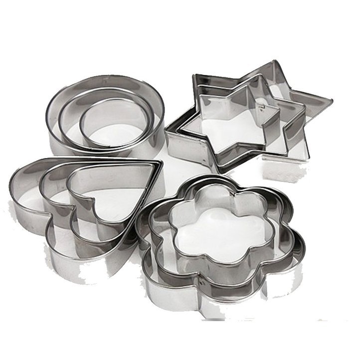 Youzee 12Pcs Stainless Steel Cake Cookie Egg Fruit Vegetable Fondant Mould Mold Sugarcraft Cutter Xmas Christmas N3