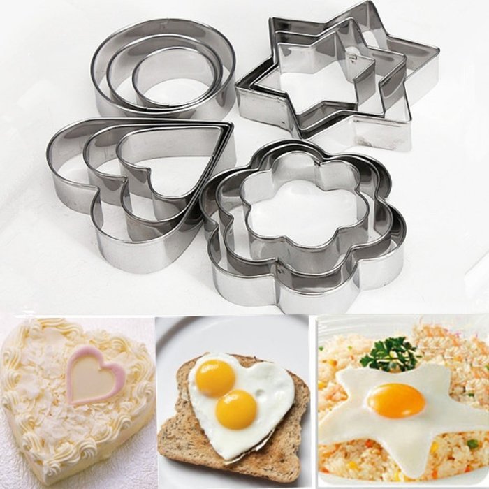Youzee 12Pcs Stainless Steel Cake Cookie Egg Fruit Vegetable Fondant Mould Mold Sugarcraft Cutter Xmas Christmas N4