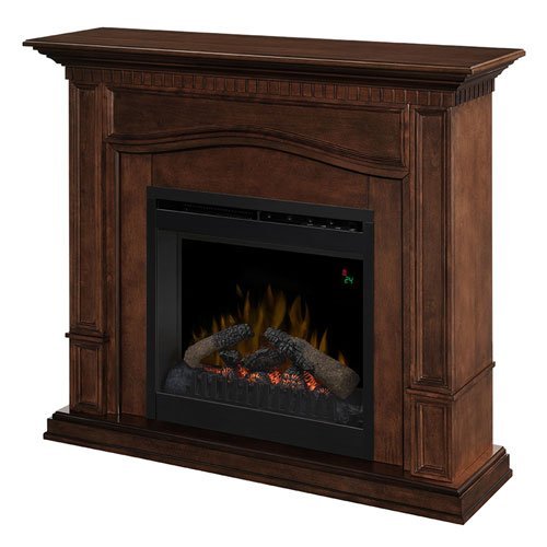 Dimplex DFP20L-1476MA Theodore Fireplace Traditional Mantel with Faux Log Insert, Mocha