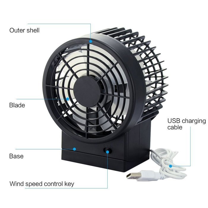 Topwell 4.7-inch USB Table Fan Desktop Fan 2-modes Double-blade USB Powered Portable Cooling Fan for PC Laptop... N3