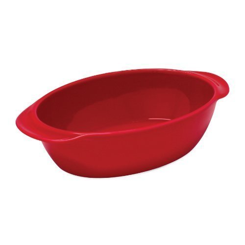 Chantal 93A-OV26T RR 10 by 7 by 2.75-Inch Oval Baking Dish, Small, True Red by Chantal