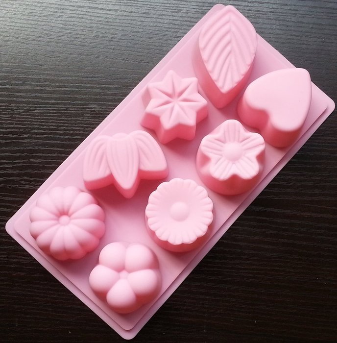 8 Cavity Flowers Silicone Non Stick Cake Bread Mold Chocolate Jelly Candy Baking Mould+free Cable Tie