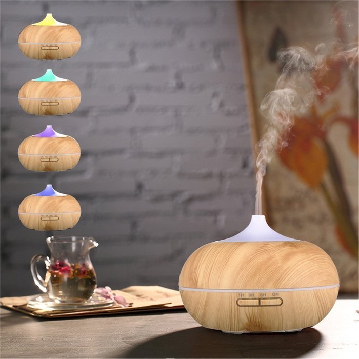 GD2016 300ml Aroma Essential Oil Diffuser Ultrasonic Cool Mist Humidifier 7 Color Changing LED Lights Wood Grain... N5