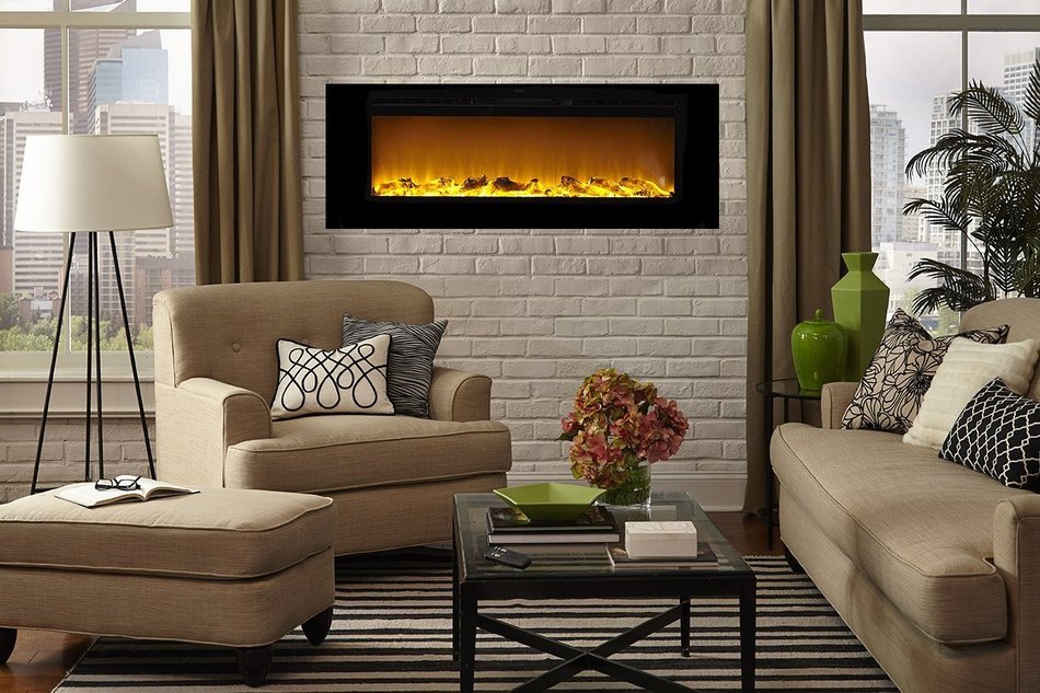 Touchstone 80004 Sideline In-Wall Recessed Electric Fireplace, 50 Inch Wide, 1500/750 Watt Heater (Black) N10