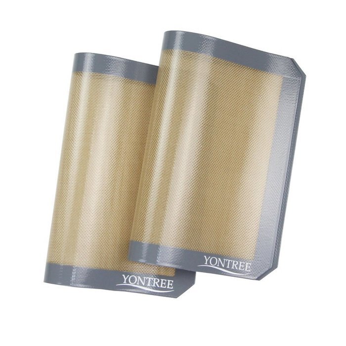 Yontree Silicone Baking Mat Cookie Sheet 2xQuarter Size Brown Base & Red Edge N5