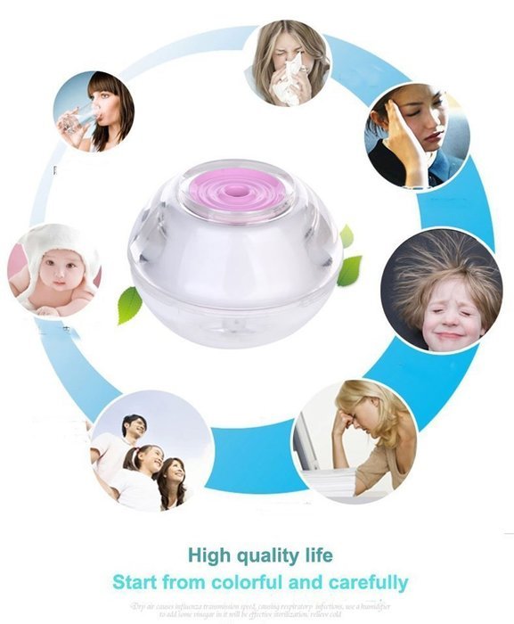 Portable Cool Air Humidifier with USB Cable - It's Also a Cute Crystal Night Light - Small Mini Portable Lightweight...