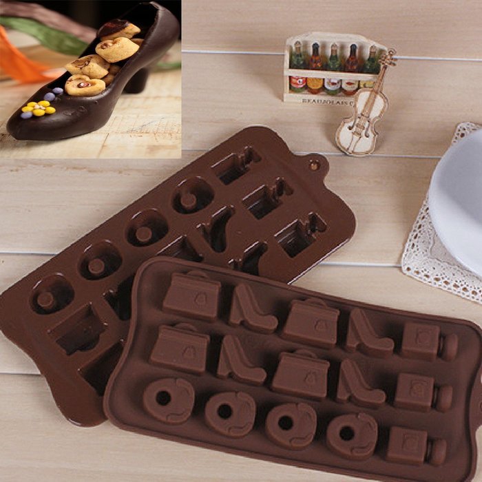 DUFUSTORE Chocolate Cake Candy Baking Silicone Bakeware Mould High Heel Pattern Random Color