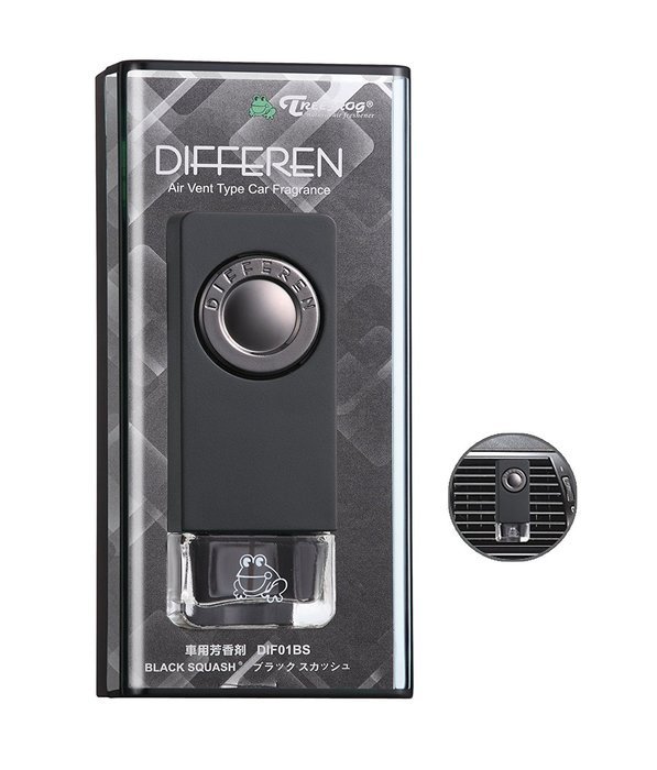 Treefrog Differen Luxury Fragrance Vent Clip Car Air Freshener Scent, Squash, Black N2