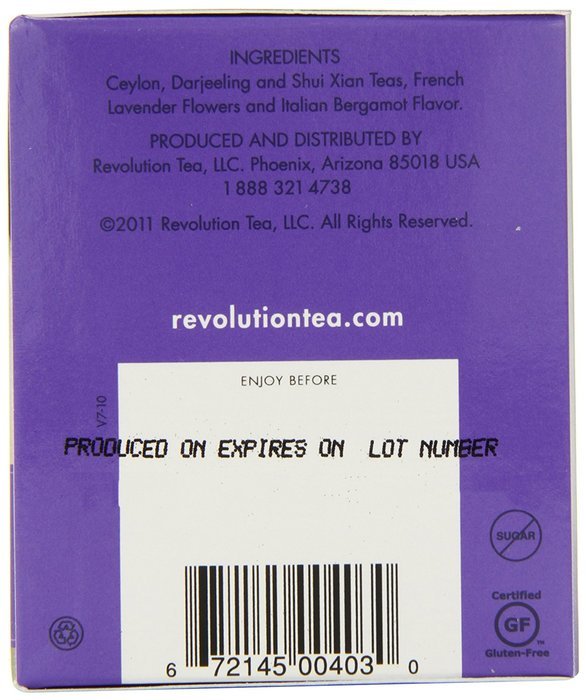 Revolution Tea Black Tea, Earl Grey Lavender, 16 Count (Pack of 6)