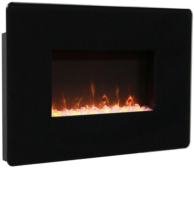 Muskoka MH25BL Pleasant Hearth Wall Mount Fireplace, Black Glass, 25" N2