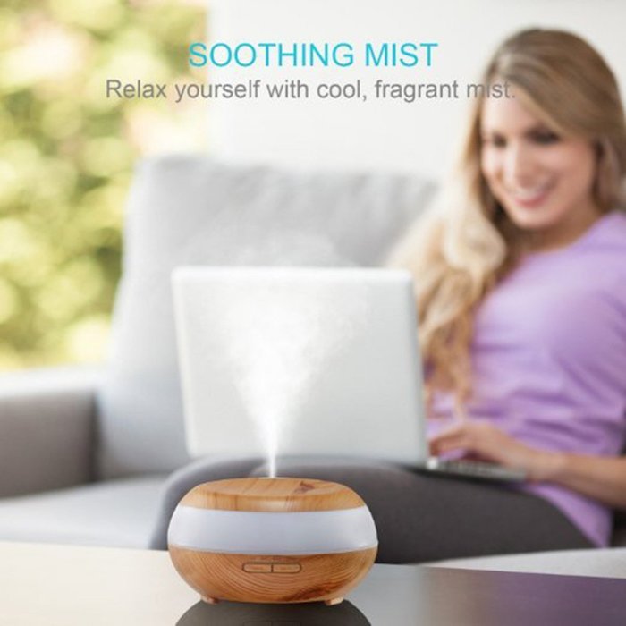Dirky 300ml Wood Aroma Essential Oil Diffuser Whisper Quiet Cool Mist Humidifier With 7Color LED Lights Change... N6
