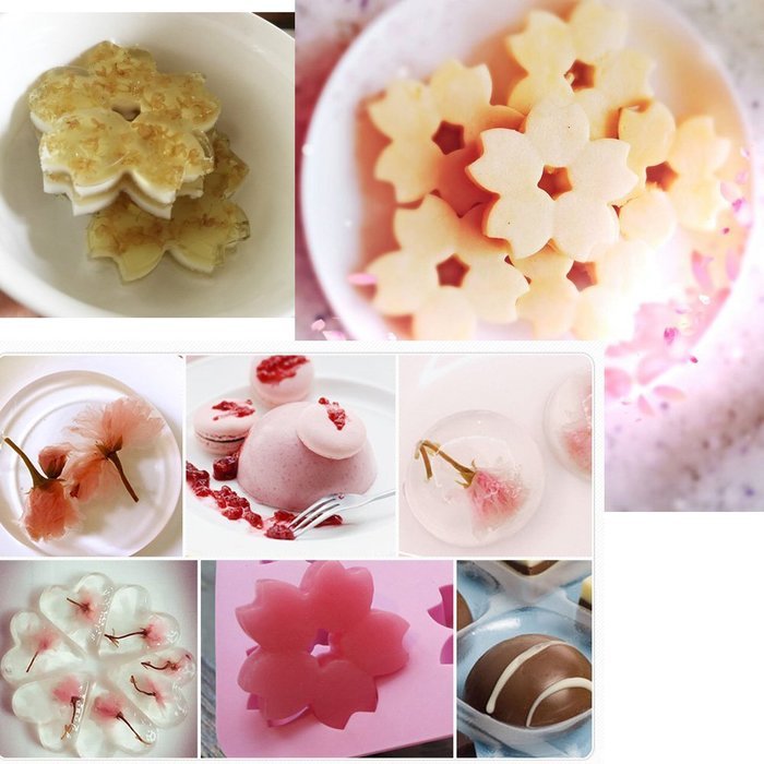 6 Cavity Sakura Shape Cake & Chocolate mold Baking Silicone Mold Sakura Shape Mold Pan N3