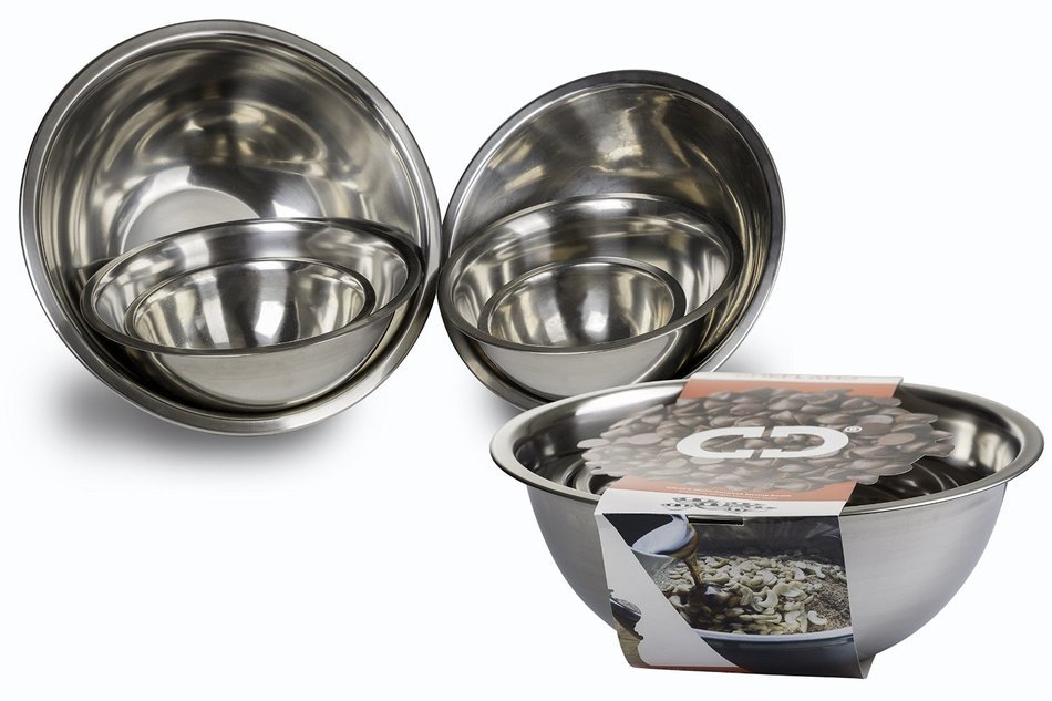 ChefLand Set of 6 Standard Weight Mixing Bowls, Stainless Steel, Mirror Finish, 0.75, 1.5, 3, 4, 5, and 8 Qt....