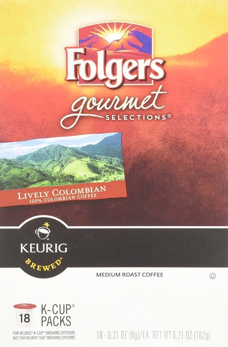 Folgers Gormet Selections K-Cup Lively Columbian Medium Roast 18 Count N5