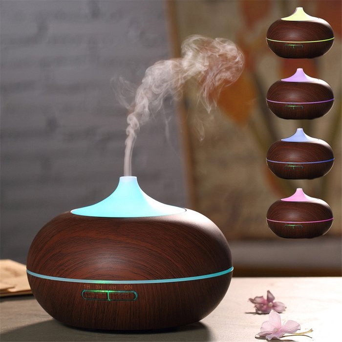 GD2016 300ml Aroma Essential Oil Diffuser Ultrasonic Cool Mist Humidifier 7 Color Changing LED Lights Wood Grain... N7