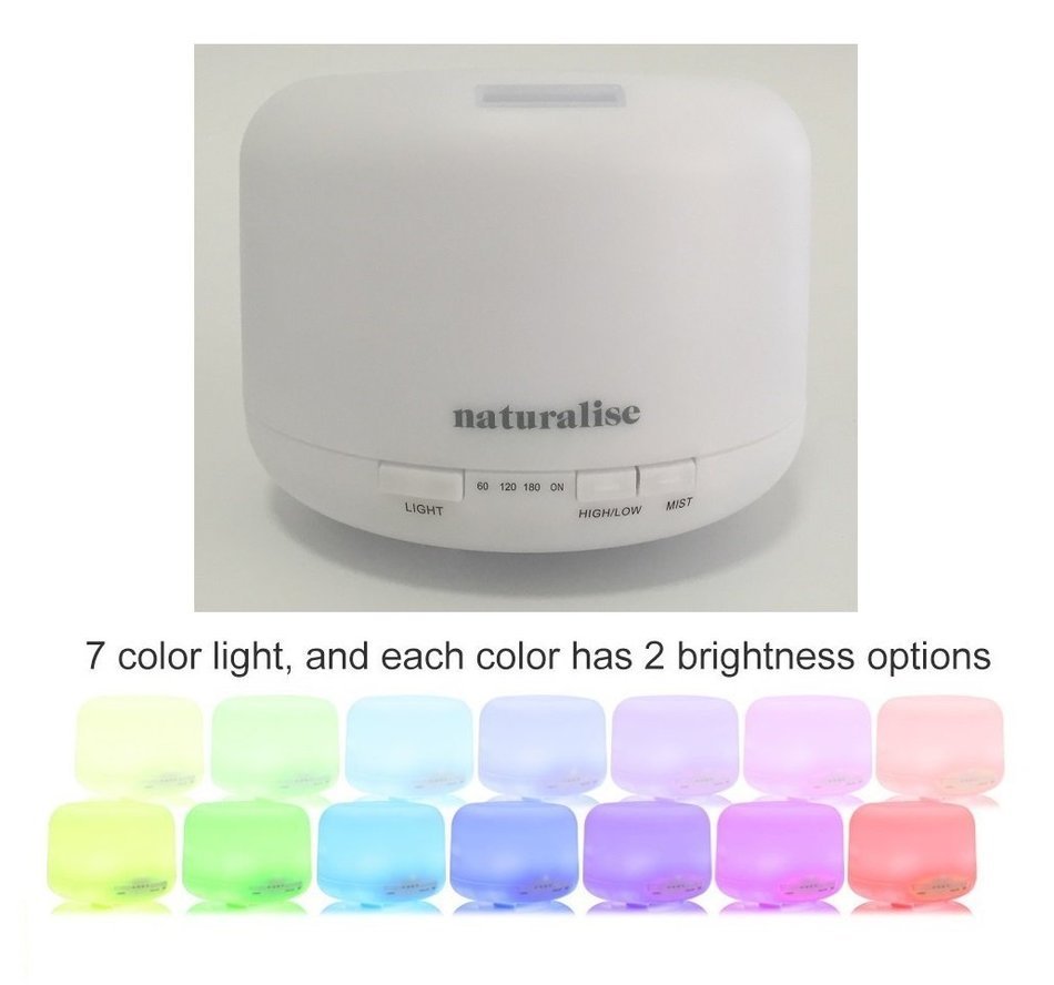 Naturalise 500 ml Aromatherapy Essential Oil Diffuser Ultrasonic Air Aroma Humidifier Ionizer 7 Color Light Waterless... N2