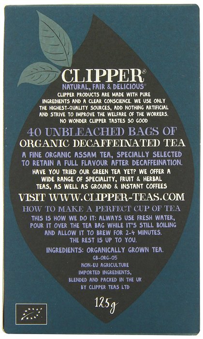 Clipper Teas - 80 Unbleached Bags of Organic Decaf Tea - 250g