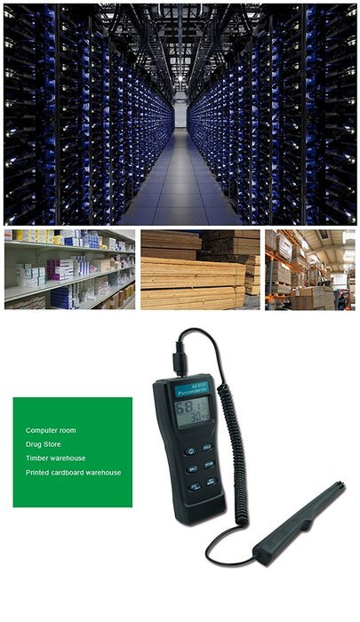 AZ 8723 Industrial Portable Precision Remote Probe Digital Temperature Humidity Meter with DP WB Temperature Measurement