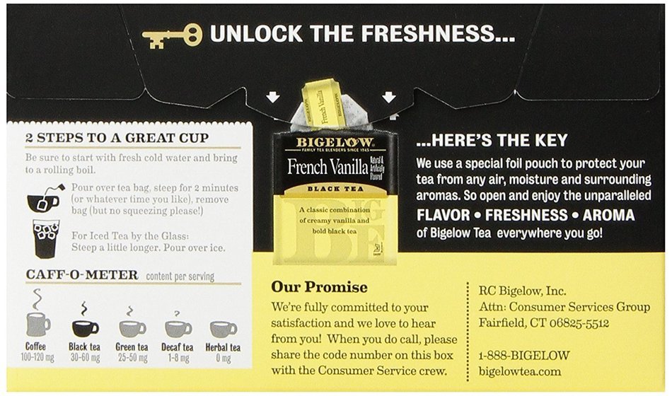 Bigelow French Vanilla Tea, 20-Count Boxes (Pack of 6)