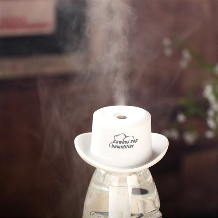 KANGVO Cowboy Cap USB Mini Portable Air Humidifier,Mini Cool Mist Humidifier Aromatherapy (Black) N3