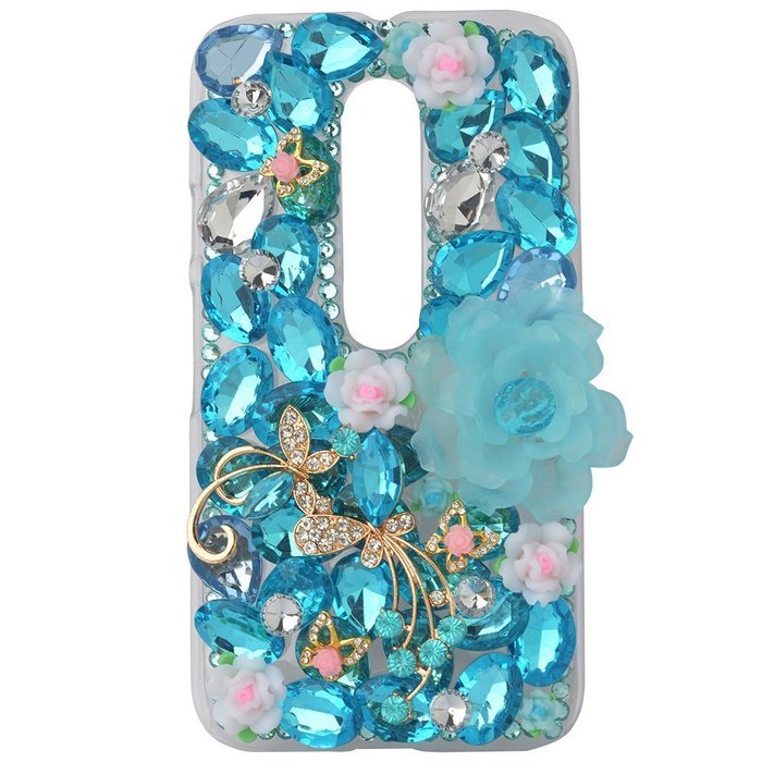 Spritech(TM) Bling Clear Phone Case For Motorola Moto G3/Moto G (3rd Gen),3D Handmade Blue Crystal Butterfly Small... N52