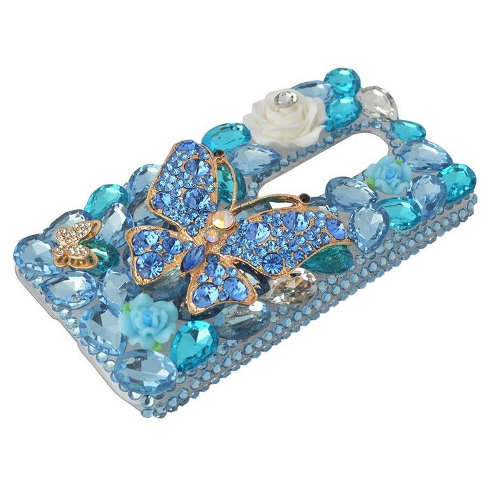 Spritech(TM) Bling Clear Phone Case For Motorola Moto G3/Moto G (3rd Gen),3D Handmade Blue Crystal Butterfly Small... N53