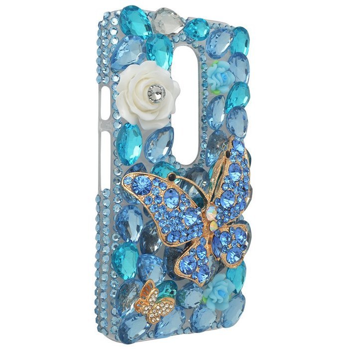 Spritech(TM) Bling Clear Phone Case For Motorola Moto G3/Moto G (3rd Gen),3D Handmade Blue Crystal Butterfly Small... N54