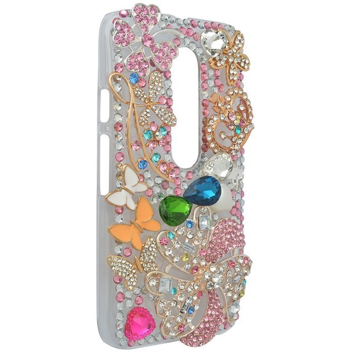 Spritech(TM) Bling Clear Phone Case For Motorola Moto G3/Moto G (3rd Gen),3D Handmade Blue Crystal Butterfly Small... N65