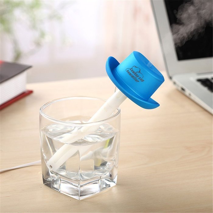 KANGVO Cowboy Cap USB Mini Portable Air Humidifier,Mini Cool Mist Humidifier Aromatherapy (Black) N4
