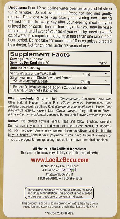 LACI LE BEAU SUPER DIET TEA,CINN SPICE, 60 BAG N2