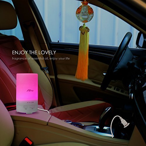 Aiho 50ml Essential Oil Diffuser for Aromatherapy with 5V-1A Car Charger, Ultrasonic Cool Mist Humidifier Auto... N3