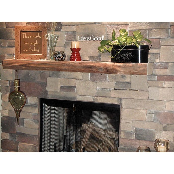 Rustic Large Heavy All Natural Butternut wood Fireplace Mantel with Unique front