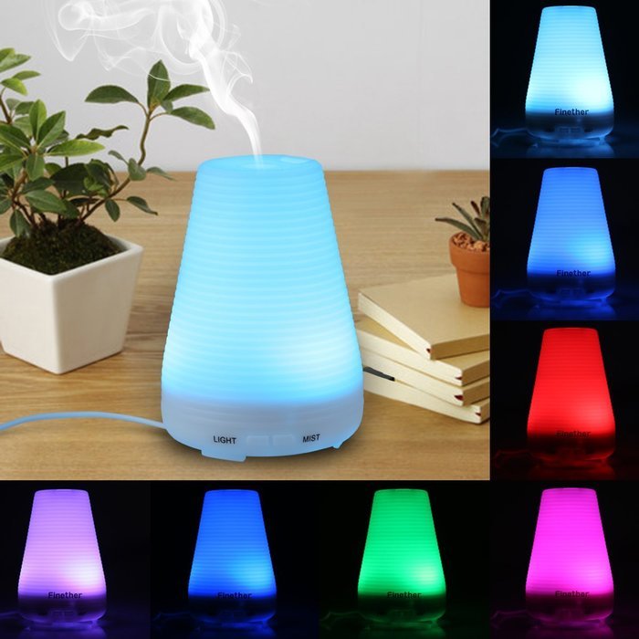 Finether 100ML Aroma Essential Oil Diffuser Ultrasonic Aromatherapy Purifier Humidifier Air Mist and 7 Color Changing...