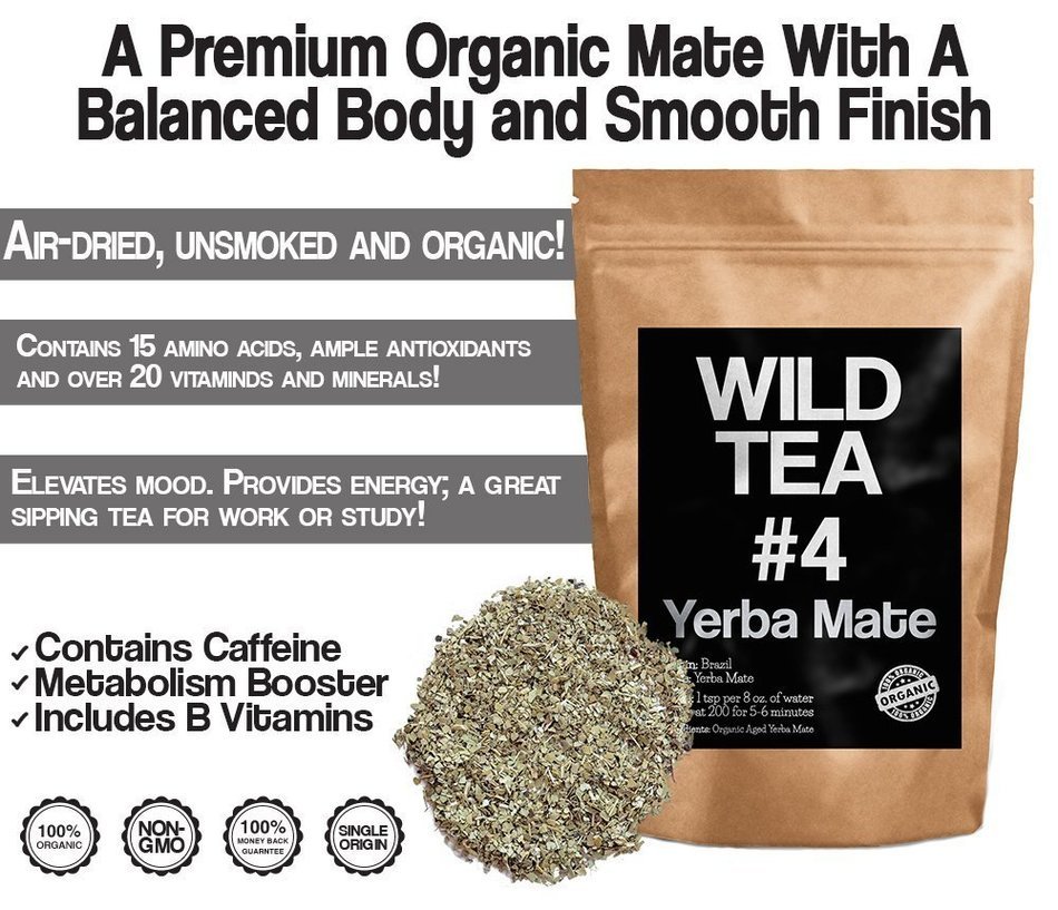 Organic Yerba Mate Tea, Wild Tea #4, Loose Leaf Yerba Mate From Brazil (2 ounce) N10