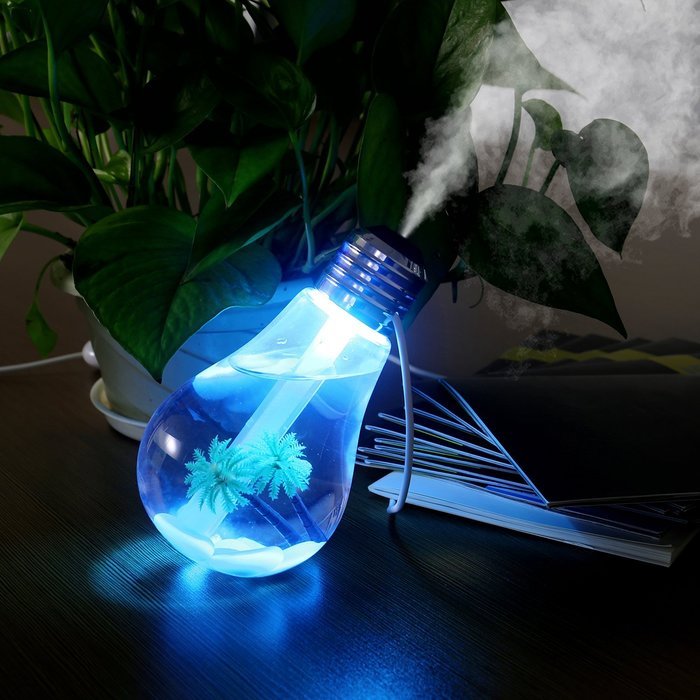 SCS ETC USB Powered Color Changing Cool Mist Bulb Humidifier-400mL Capacity-Super Quiet Operation-7 Color Nightlight