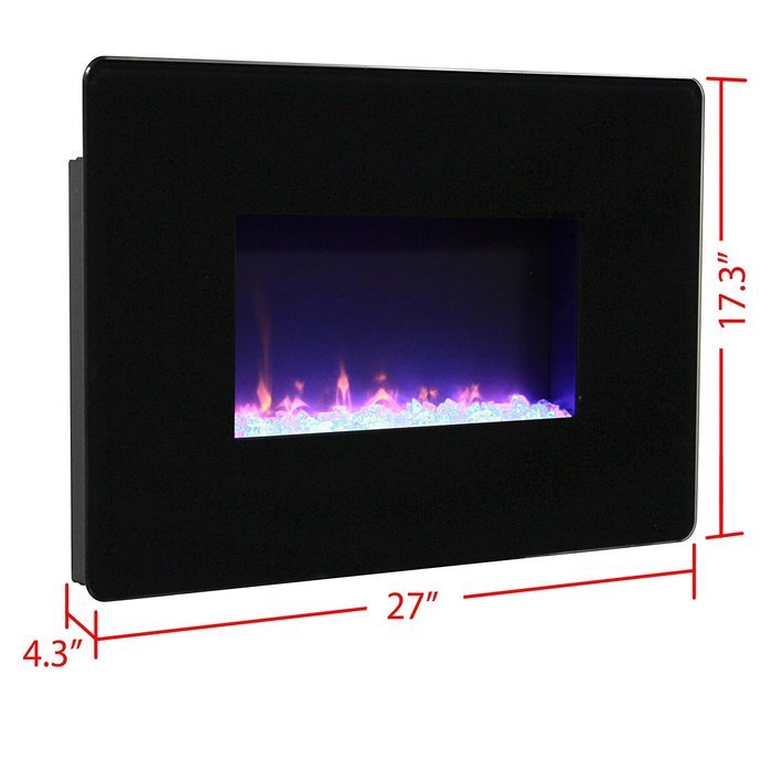 Muskoka MH25BL Pleasant Hearth Wall Mount Fireplace, Black Glass, 25" N3