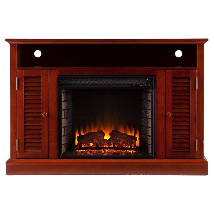 Southern Enterprises Buckhead Media Console Fireplace - Classic Mahogany