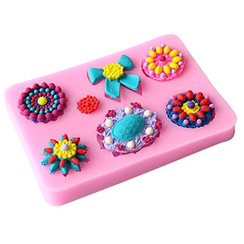 "Flowers Bows Shape Silicone Mold Cake Decoration Fondant Cake 3D Food Grade Mould" shopping N5